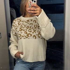 Leopard Print Cream Sweater